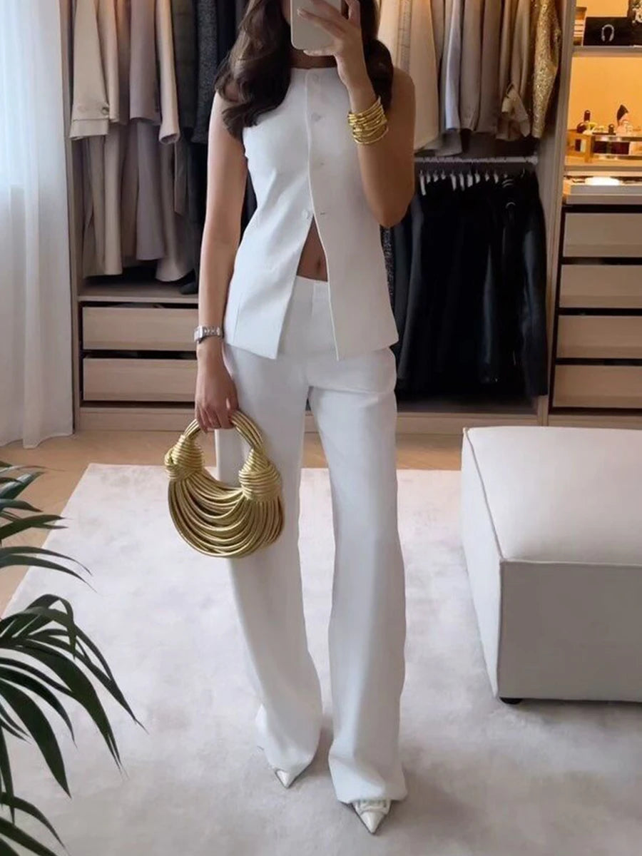 Aiertu  -  New Fashion Womens Button Down Waistcoat Vest Sleeveless Round Neck Solid Color Slim Fit Tops Dressy Suit Vest Hot Sale S M L Aiertu