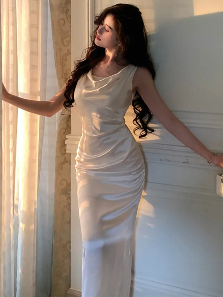 Aiertu  -  Women's Evening Dresses Elegant Swinging Collar Sleeveless Bodycon Birthday Party Midi Dress Female Clothing Vestidos Aiertu