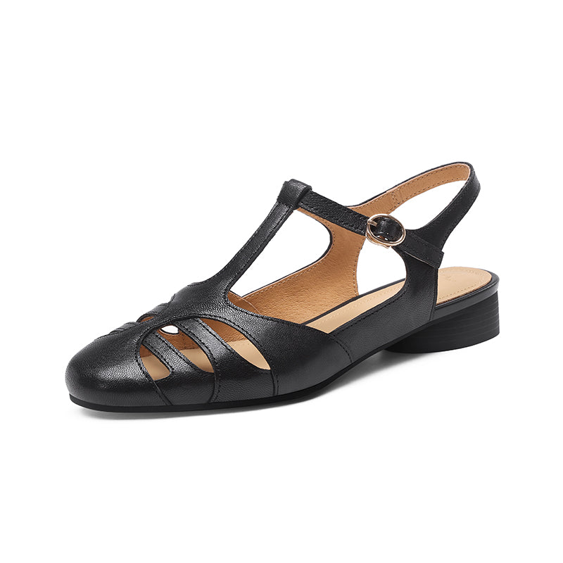 Aiertu  Women Low-heel Sandals Fashion 2025 Summer Shoes Real Leather Casual Sexy Round Toe Party Daily Dress Women Sandals Aiertu