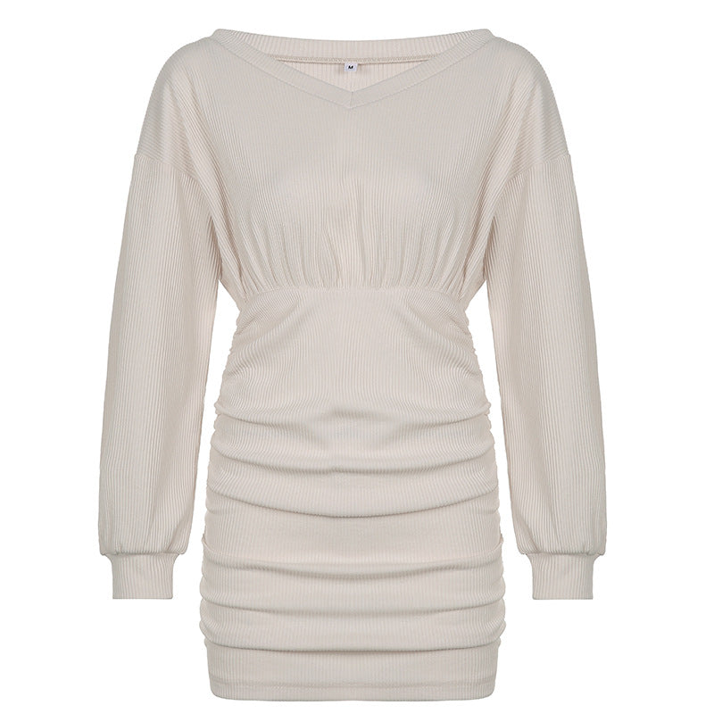 Aiertu - Split Long Sleeve Knit Mini Dress Aiertu