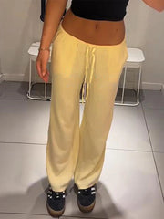 Aiertu  -  Casual Baggy Pants Women High Waist Wide Leg Straight Drawstring 2025 Summer Trouser Low Waist Striped Holiday Street Pants Aiertu