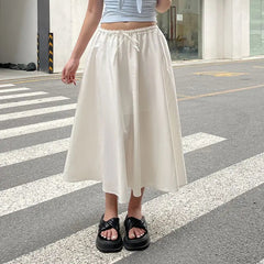 Aiertu  -  Skirt Lace-Up French Style Fairy Solid Color Women'S Loose Long Skirt That Covers The Flesh And Looks Slimming Leisure Skirt Aiertu