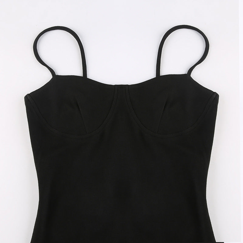 Aiertu - Black Bodycon Ribbed Maxi Dress Aiertu