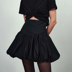Aiertu  -  Women Y2K Bubble Skirt y2k Clothes Elegant Solid Color High Waist A Line Bud Mini Skirt 2000s Evening Party Skirts Streetwear Aiertu
