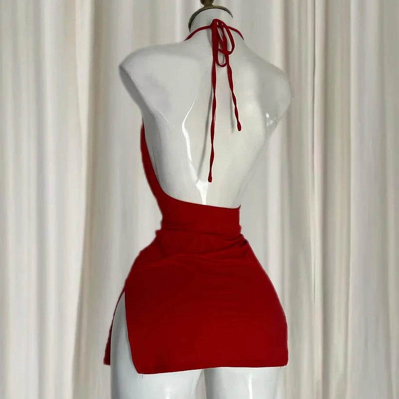 Aiertu Backless Bandage Dress Sexy Girl Black V Neck Elegant Irregular Slim Sweet Korean Women Mini Dresses 2025 New Fashion Nightclub Aiertu