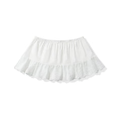 Aiertu  -  2025 Women Floral Embroidery Sexy Low Waist A-line Mini White Skirt Sweet Girl Cotton Holiday Summer Skirts Aiertu