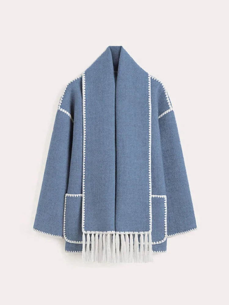 Aiertu  -  Chic Warm Woolen Single-breasted With Pockets Jacket Women Casual Long Sleeved Commute Coat Autumn Lady Streetwear Outerwear Aiertu