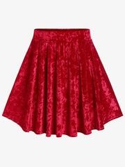 Aiertu  -  Plus Size Velvet Mini A Line Skirt Ladies Christmas Skirts Red Fashion Bottoms Xmas Skirt Aiertu
