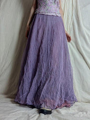 Aiertu  -Purple Textured High-Waist A-Line Skirt aiertu