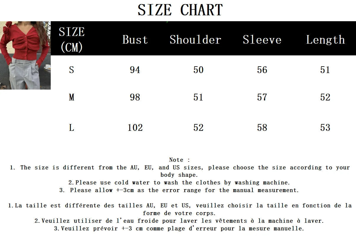 Aiertu  -  New Red Flower Decor Knitted Cardigan Women 2025 Spring Long Sleeve V Neck Sweaters Streetwear Elegant Fashion Thin Jumper Femme Aiertu