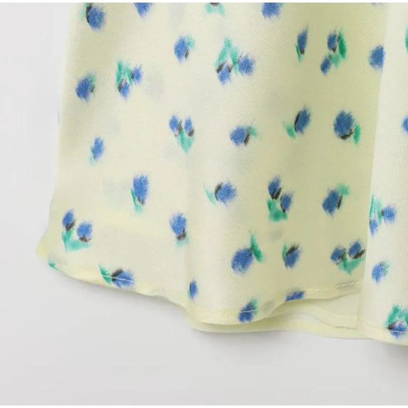 Aiertu  -  Women's Floral Print Mini Dresses 2026 Summer Sleeveless U Neck Ruffled Hem Vacation Outfit Light Green Leaf Elegant Party Dress Aiertu