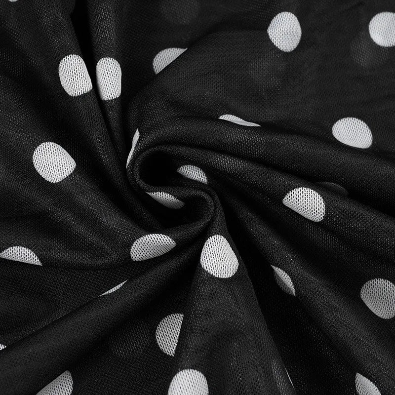 Aiertu  -  See Through Polka Dot Print Mesh Summer Dress French Style Elegant Square Neck Sleeveless Long Dresses P77-EG35 Aiertu