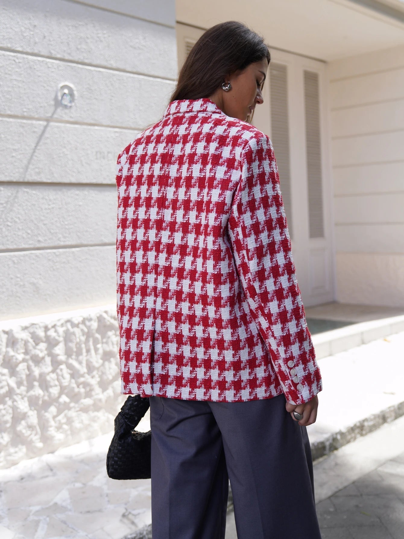 Aiertu  -  2026 Fall / Autumn Winter New Women Fashion Basic Woolen Houndstooth  Jacket Basic Blazer Aiertu