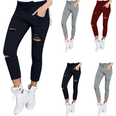 Aiertu nba outfit for women Casual Pants Pencil Pants Ripped Women's Leggings aiertu