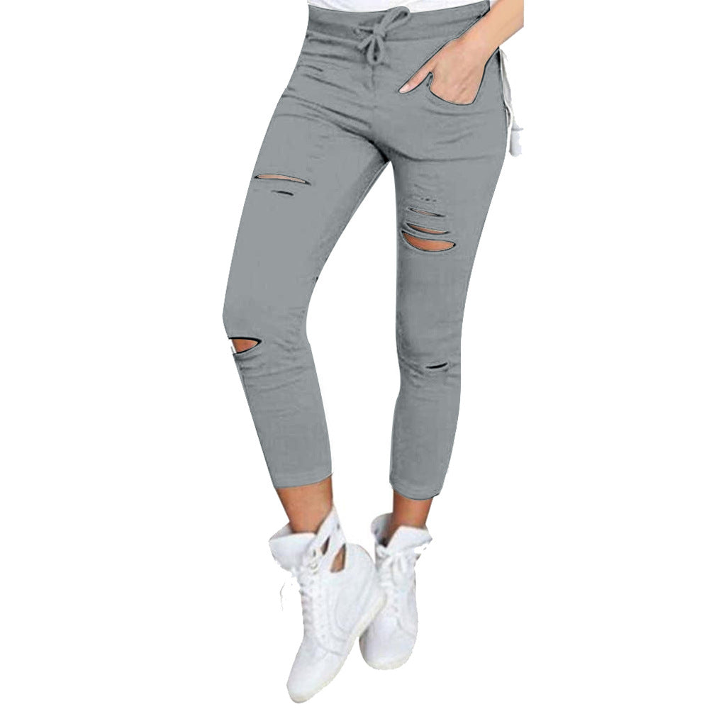 Aiertu nba outfit for women Casual Pants Pencil Pants Ripped Women's Leggings aiertu