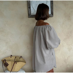 Aiertu  -  Sexy One Neck off Shoulder Bubble Sleeve Dress, European and American Fashion Short Skirt, Women's Cross-border Aiertu