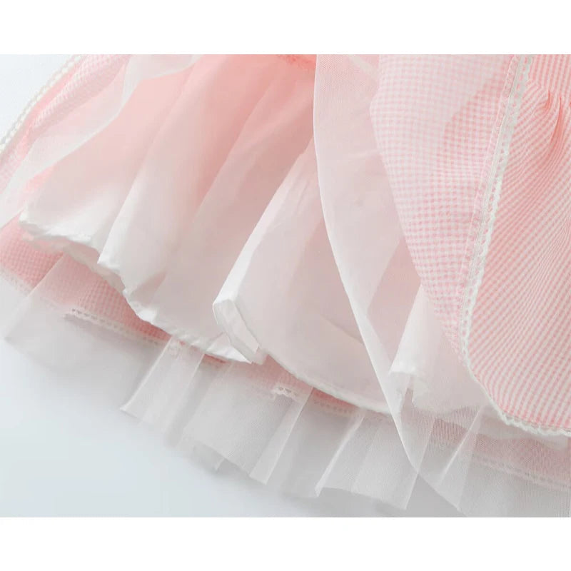 Aiertu  -  New Women Mesh Patchwork Pink Striped Sling Mini Dress Sexy Low Waist O Neck A-line Holiday Summer Dresses Sweet Robe Aiertu