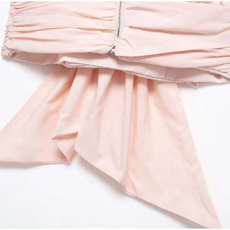 Aiertu  -  Sexy Bow Decoration Pleated Tube Top Women Sleeveless Strapless Zipper Female Cropped Vest  Summer Lady Fashion Streetwear Aiertu