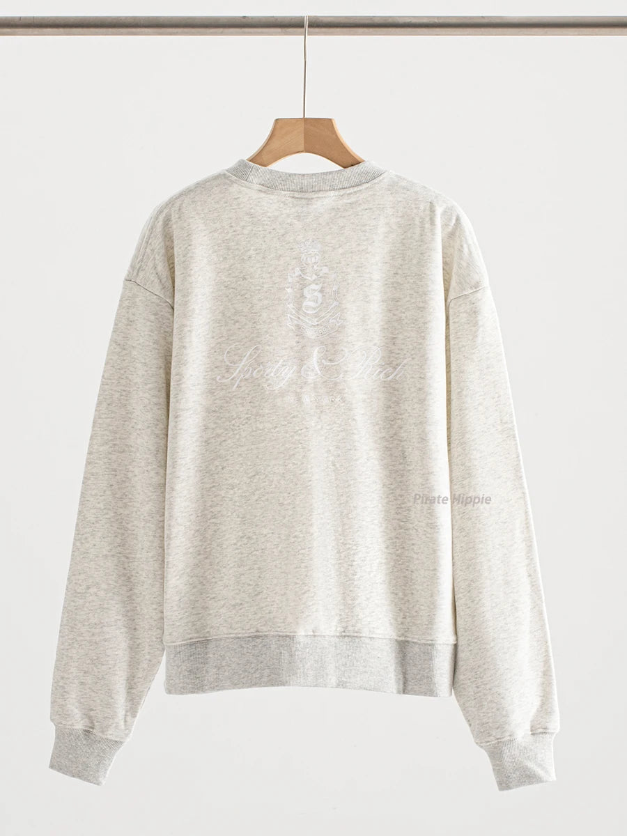 Aiertu  -   New York Letter Print Sweatshirt Women Classic O Neck Long Sleeve Pullover Autumn Casual Vintage Sporty Rich Sweatshirt 2026 New Aiertu