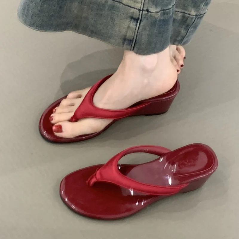 Aiertu  -  Fashion Women Flip Flops Summer Beach Wedges Heel Slippers Ladies Casual Sandals Comfy Vacation Dress Platform Slippers Aiertu