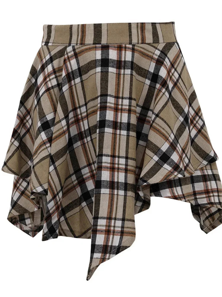 Aiertu  -  Vintage Contrast 2 Piece-Set Skirt For Women Long Sleeve Slim Patchwork Coat And High Waist Skirt Outfits Ladies Clothes Aiertu