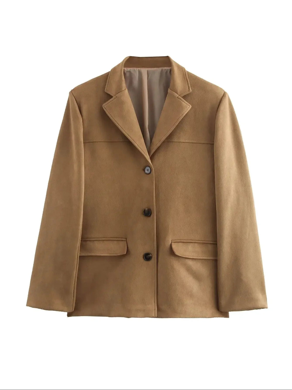 Aiertu  -  Women Fashion With Pockets Solid Single Breasted Blazer Vintage Notched Neck Long Sleeves Female Chic Lady Outfits Aiertu