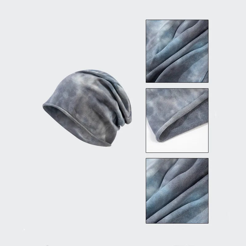 Aiertu  -  Beanies Men Tie Dye Hats Women Skullcap Unisex Warm Cotton Autumn Winter Caps Outdoor Fashion Hip-Hop Beanie Cap Gorras Aiertu