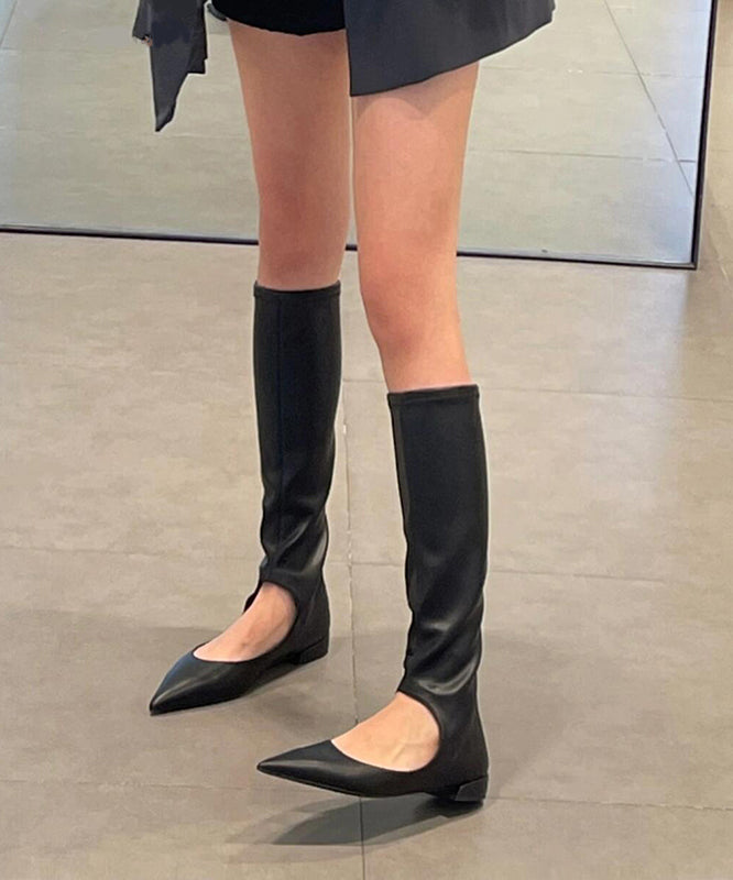 Aiertu  Stylish Red Splicing Boots Hollow Out Pointed Toe Zippered Aiertu