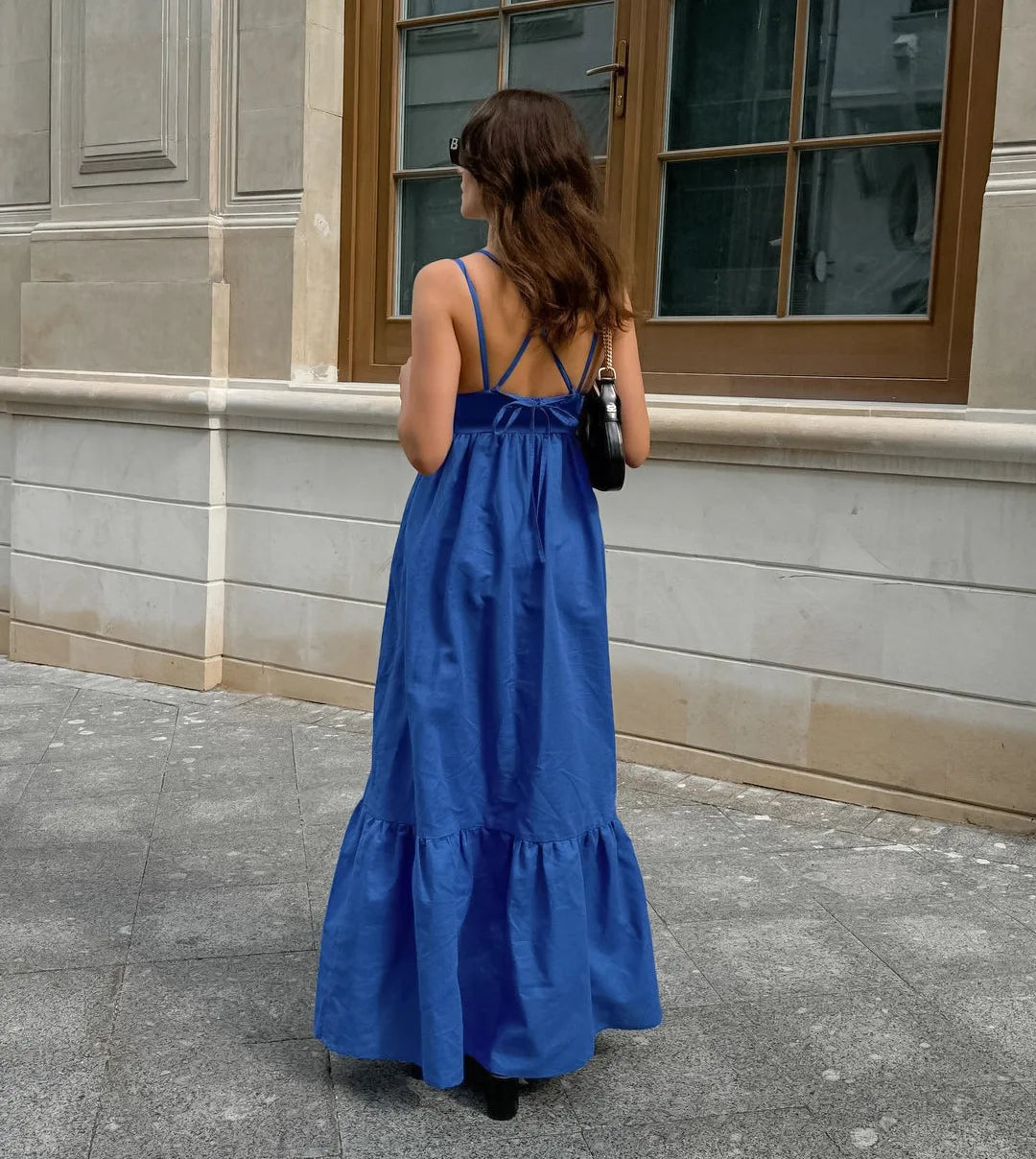 Aiertu  -  2025 New Blue Casual Long Dress Women Sexy V Neck Sleeveless Backless Maxi Dresses Summer Elegant Fashion Female A-line Vestidos Aiertu