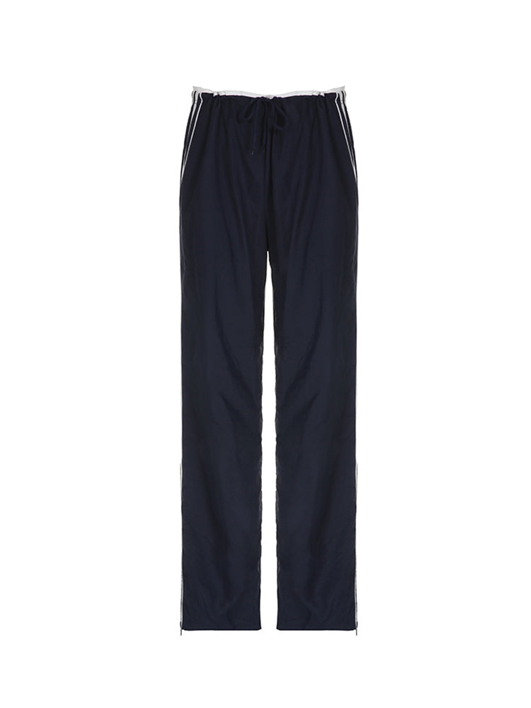 Aiertu - summer inspo Hot Side Zipper Split Contrast Stripe Loose Casual Women Straight Leg Pants Y2K Baggy Trousers Aiertu