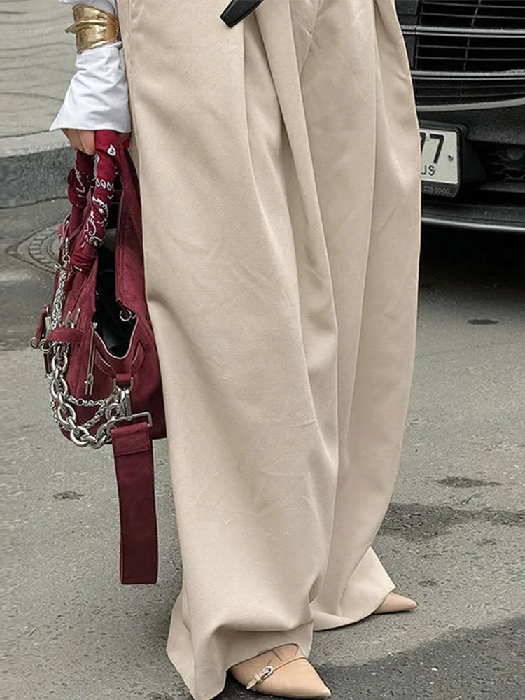 Aiertu  -  Casual Khaki Pleated Wide Legs Pants Women Chic High Waist Baggy Trousers Female 2026 Spring Summer New Fashion Office Pant Aiertu