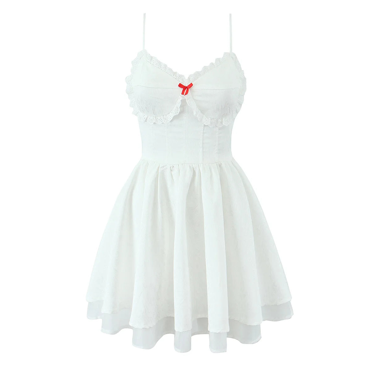 Aiertu  -  Sexy Cute White Sling Mini Dress For Women Lace Spliced V Neck A-line Summer Dresses Beautiful Birthday Party Robe Aiertu