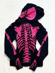 Aiertu  Pink Skull Graphic Hoodie Zip-up Y2k Women High Street Punk Vintage Clothes Winter Hooded Grunge Gothic New Hoodies Hoody Aiertu