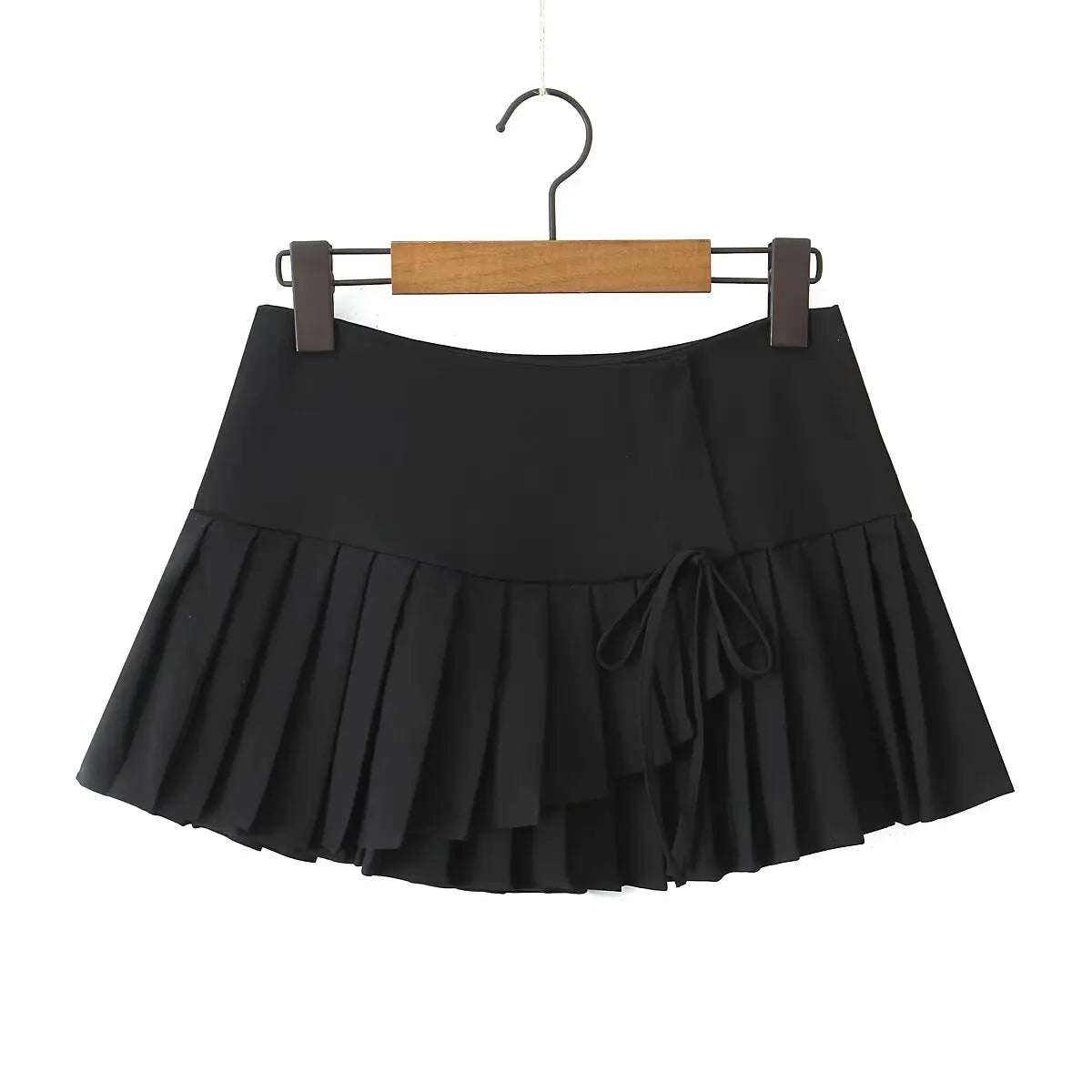 Aiertu  -  Y2K Style Cool Girl Cross Slit Asymmetrical Pleated Mini Skirts Women Side Zipper Low Waist Sports Skirts Gray Black White Aiertu