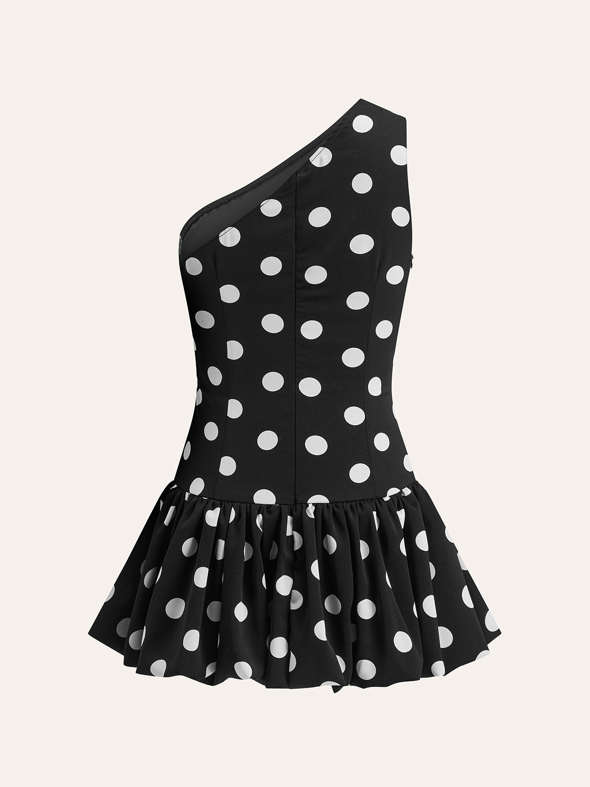 Aiertu  One-Shoulder Polka Dot Peplum Dress shopify