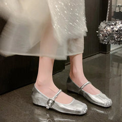 Aiertu  -  New French Rhinestone Silver Pumps Women'S Soft Ballet Shoes Soft Sole Inside Increase Shallow Mouth Single Shoes Aiertu