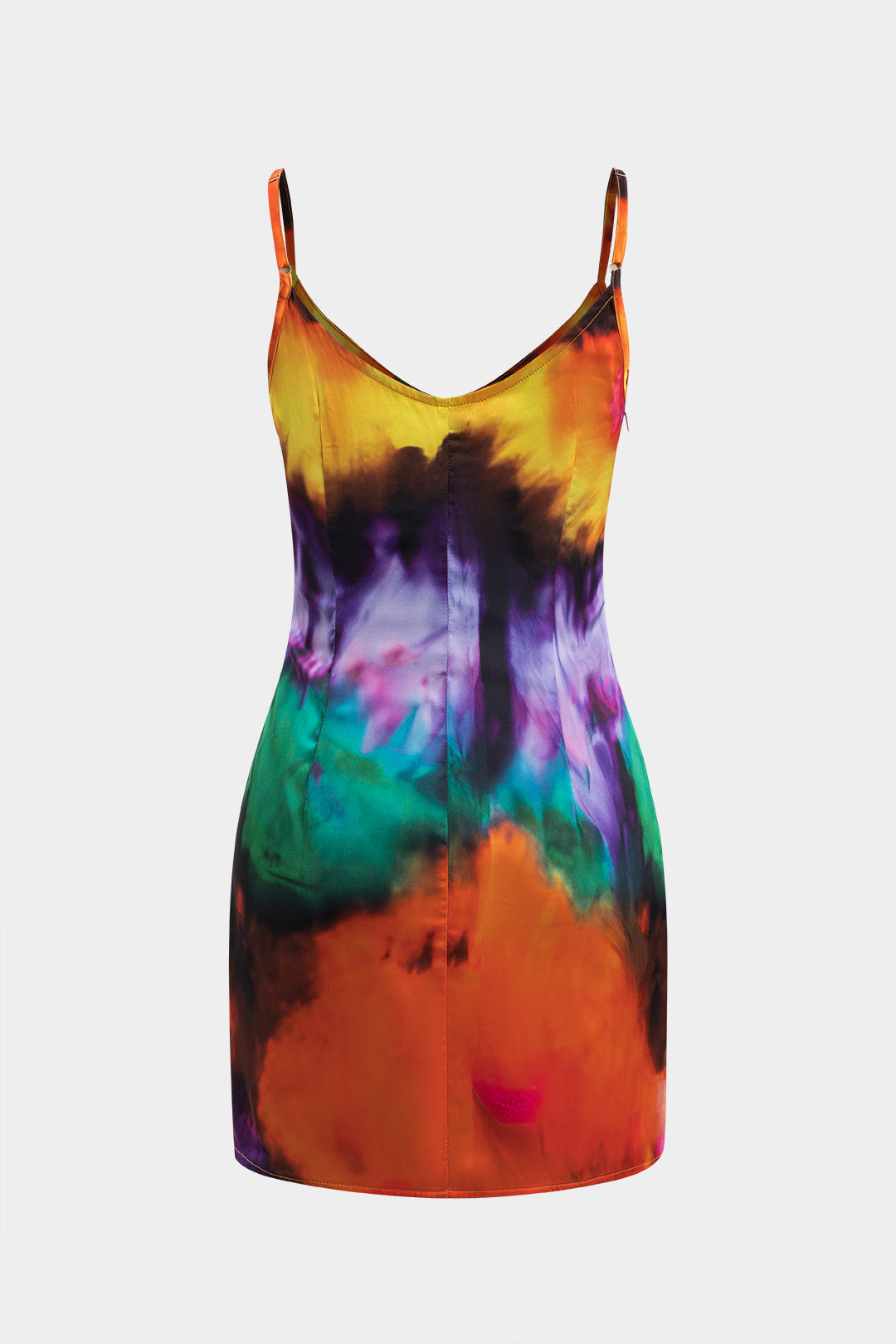 Aiertu  -Contrast Print Satin Slip V-Neck Sleeveless Mini Dress aiertu