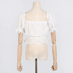 Aiertu  -  Hollow Out Embroidery Skirts Sets Women Off Shoulder Cropped Top+drawstring Mini Skirt 2025 New White Elegant Casual 2 Piece Set Aiertu