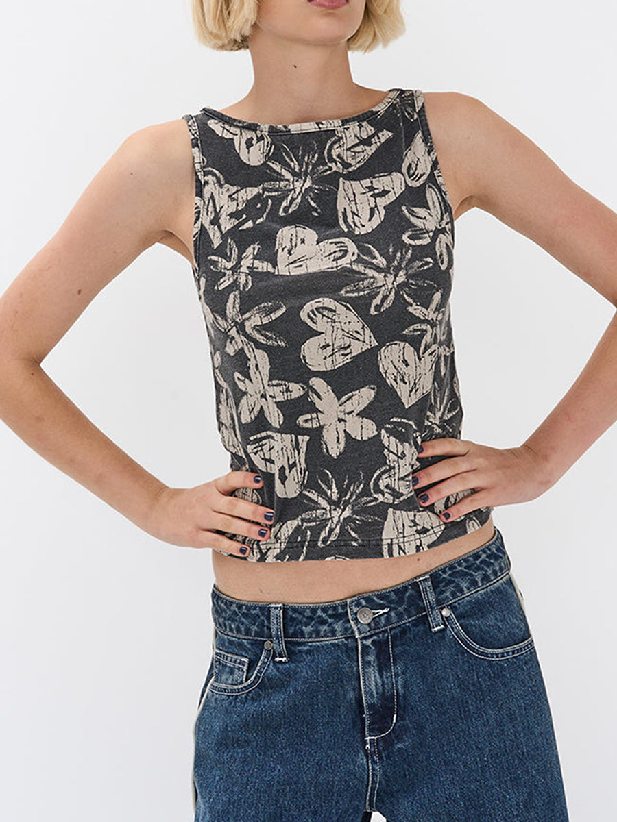Aiertu  -  Y2k Print Tank Top for Women Sleeveless Aesthetic Camisole Graphic Baby Tees Slim Fitted Strappy Shirts Aiertu