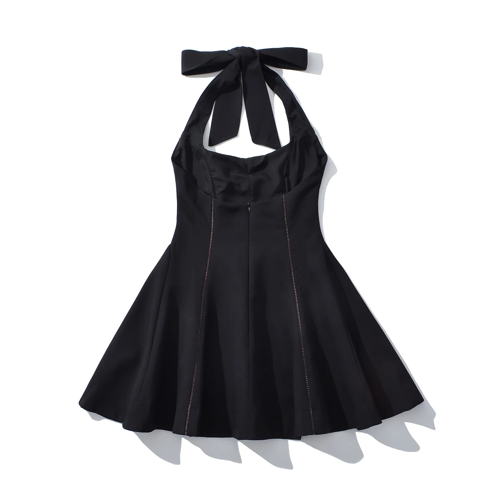 Aiertu  -  4 colors Sexy Bow Halter Sling Dress Women Spliced Hollow Out Hole Line Slim Waist Ball Gown Backless Dresses Party Robe Aiertu