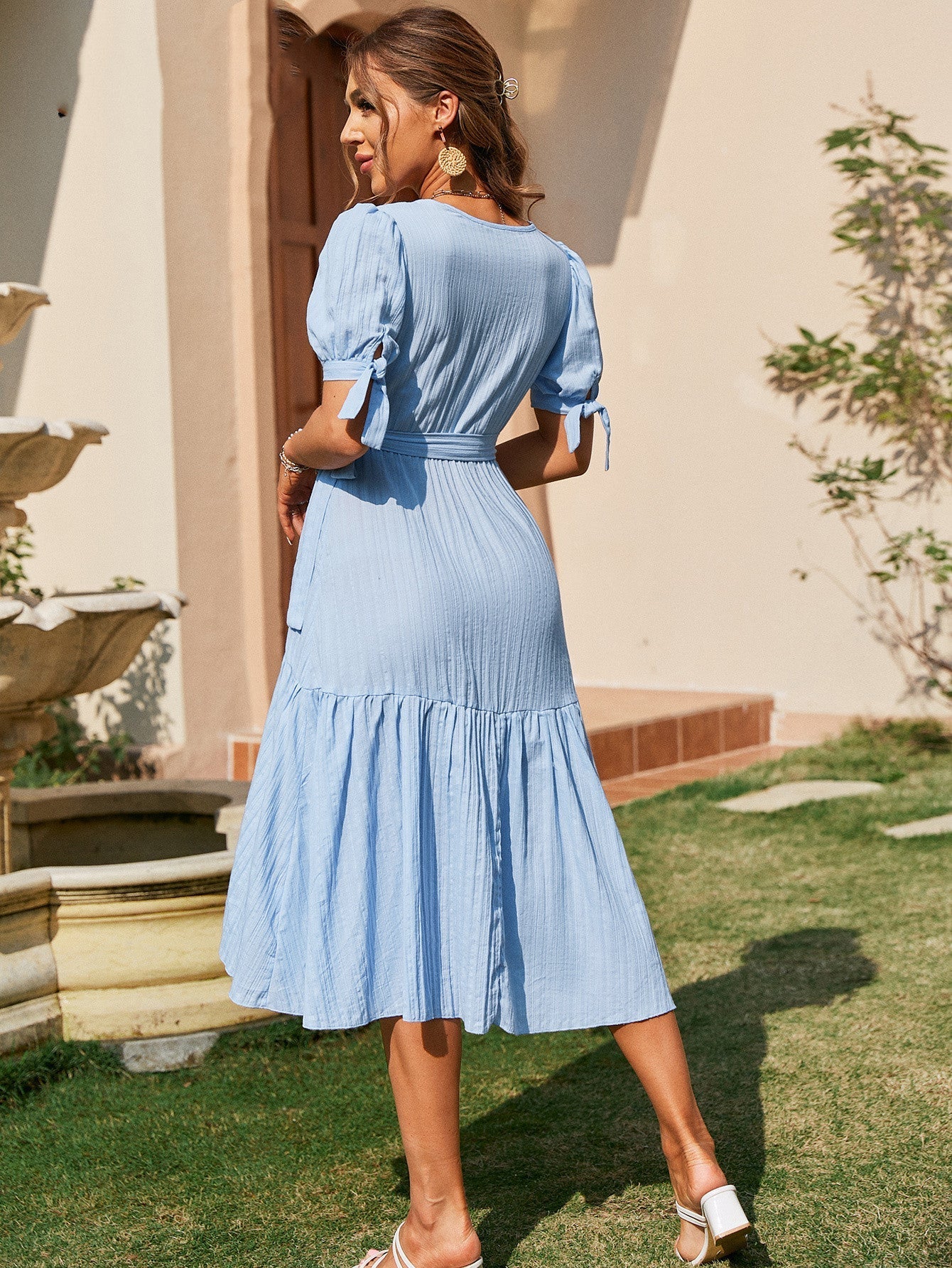 Aiertu - Stylish Blue High Waist Slim Dress Aiertu