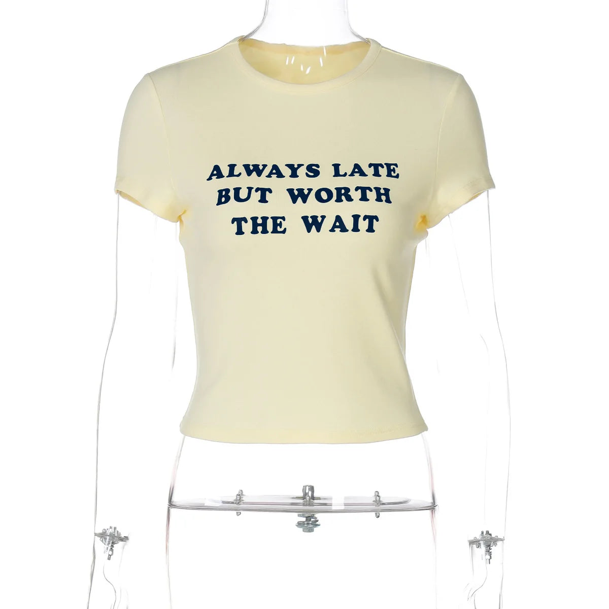 Aiertu  -  Y2K Light Yellow T-shirts for Women 2026 Summer O-neck Short Sleeve Letter Print Slim T Shirt Streetwear Girls Tees Crop Tops Aiertu