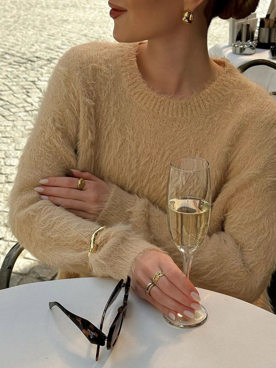 Aiertu  -  Autumn Solid Color Knitted Pullover Sweater Women Round Neck Long Sleeve Sweaters Female Casual Fashion Simple Jumpers 2026 New Aiertu
