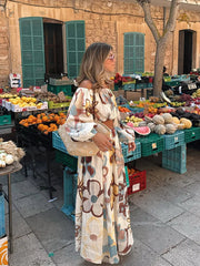 Aiertu  -  Off Shoulder Printed Top Half Skirt Women 2PCS Set Lantern Sleeve Pleated Crop Fluffy Blouse Pullover High Waisted Long Skirts Aiertu