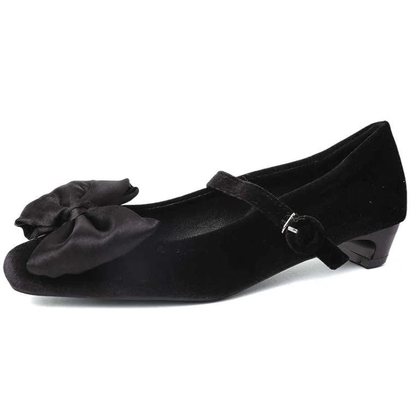 Aiertu  -  Designer Women's Mary Jane Shoes Elegant Low Heel Butterfly-Knot Fashionable Party Dress Footwear Aiertu