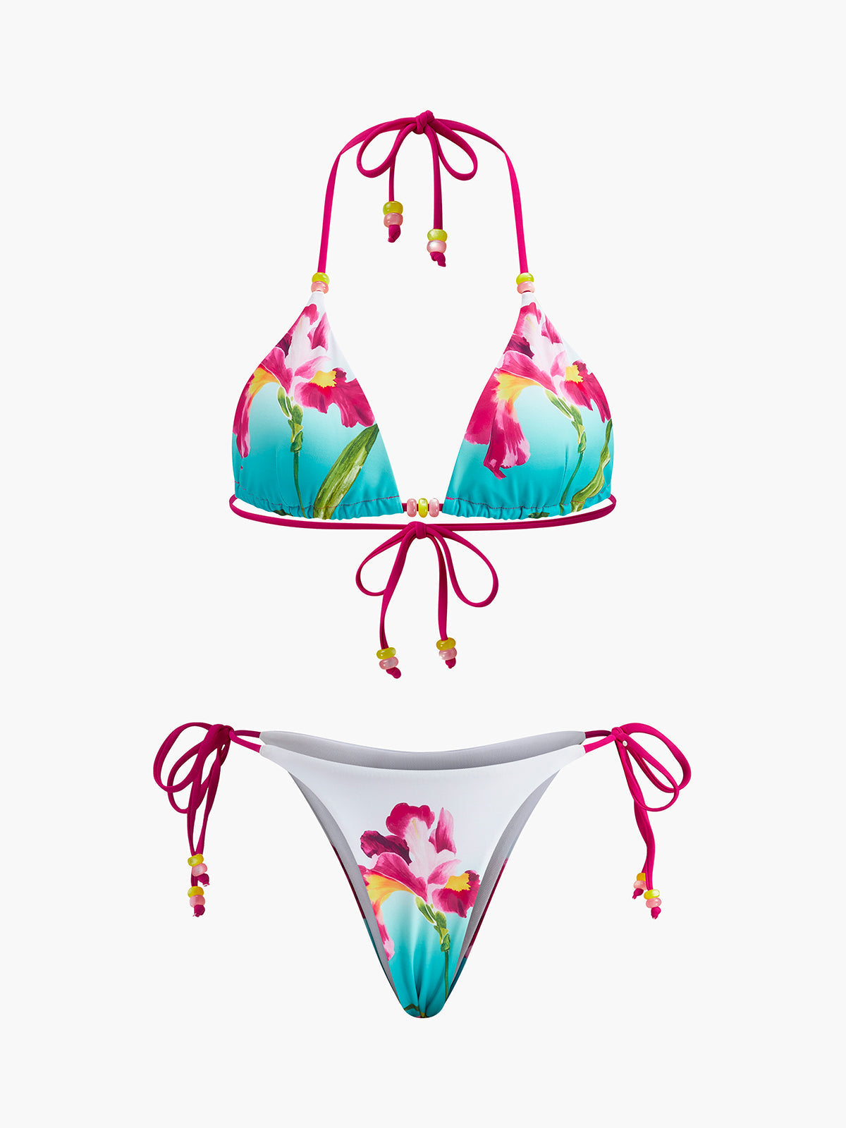 Aiertu  Floral Print Beaded Bikini Set shopify
