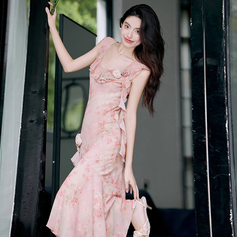 Aiertu  Honey Vine Vintage-Floral Ethereal Essence Dress Aiertu