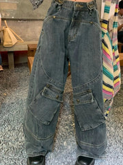 Aiertu  -  Streetwear Y2k Jeans Women Harajuku Vintage Baggy Pants Oversize Hip Hop Loose Cargo Trousers Denim Distressed Aiertu