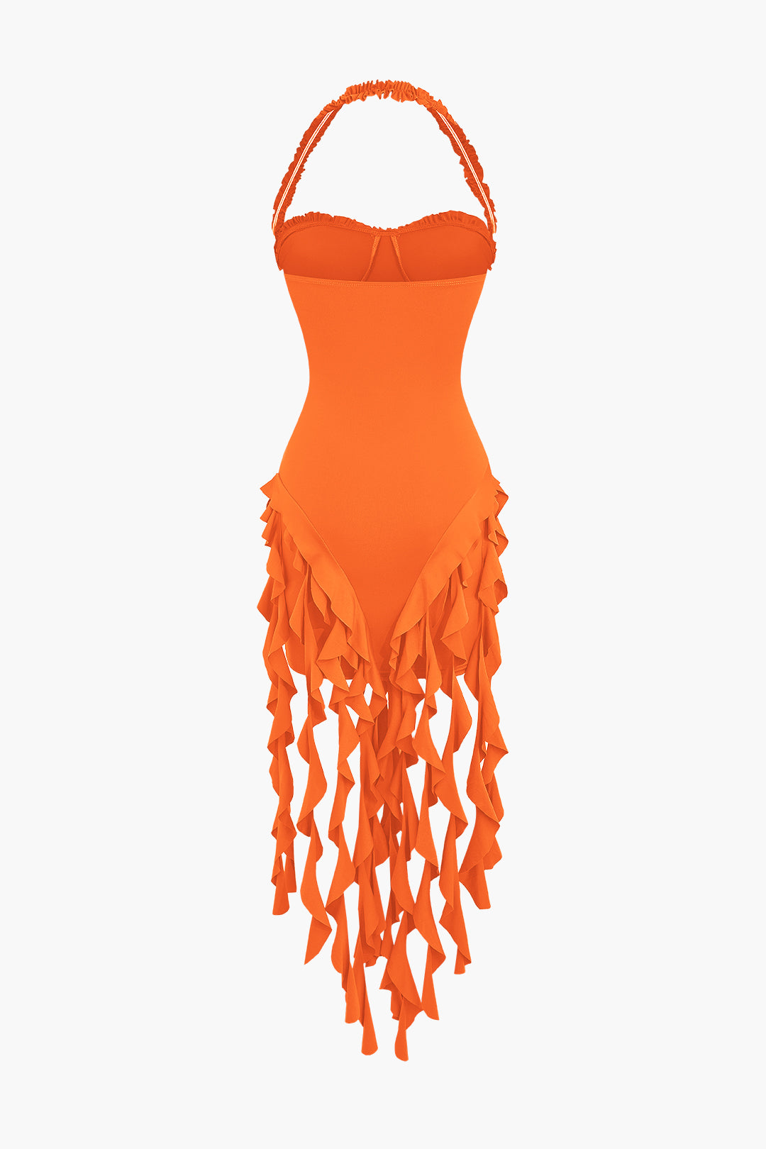 Aiertu  Ruffle Tassel Halter Bustier Mini Dress Aiertu