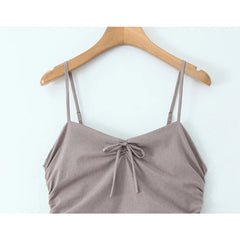 Aiertu  -  Summer 2025 Women Sexy Backless Ruched Sling Mini Dress Low Waist Fit And Flare Short Dresses  Party Robe Aiertu